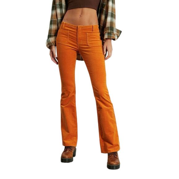 NWT PacSun Low-Rise Flare Corduroy Jeans - Women’s Size 27 in Pumpkin Orange - Picture 1 of 7